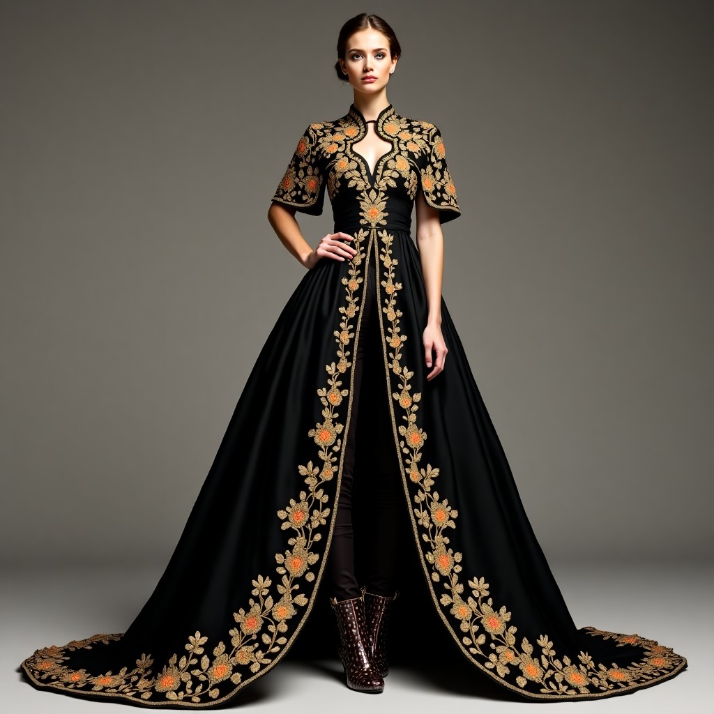 Luxe Black Gold Royal Cape Jacket