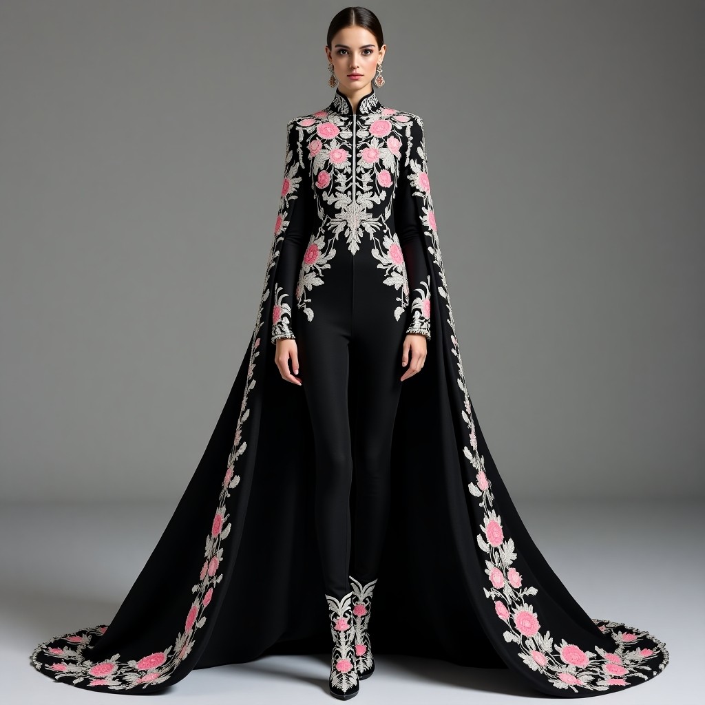 Royal Black Gold Matador Blazer Cape
