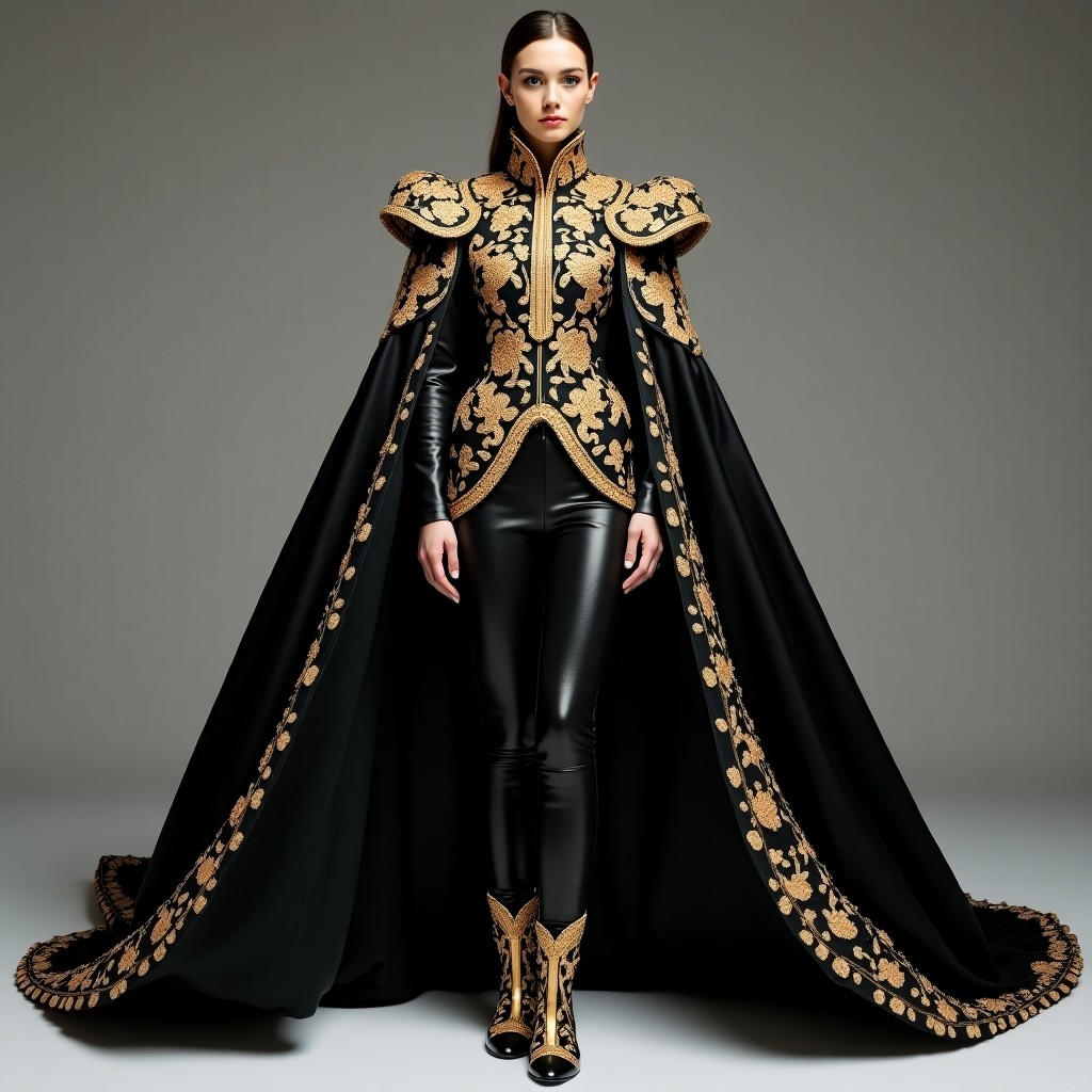 Luxe Black Royal Cape Suit