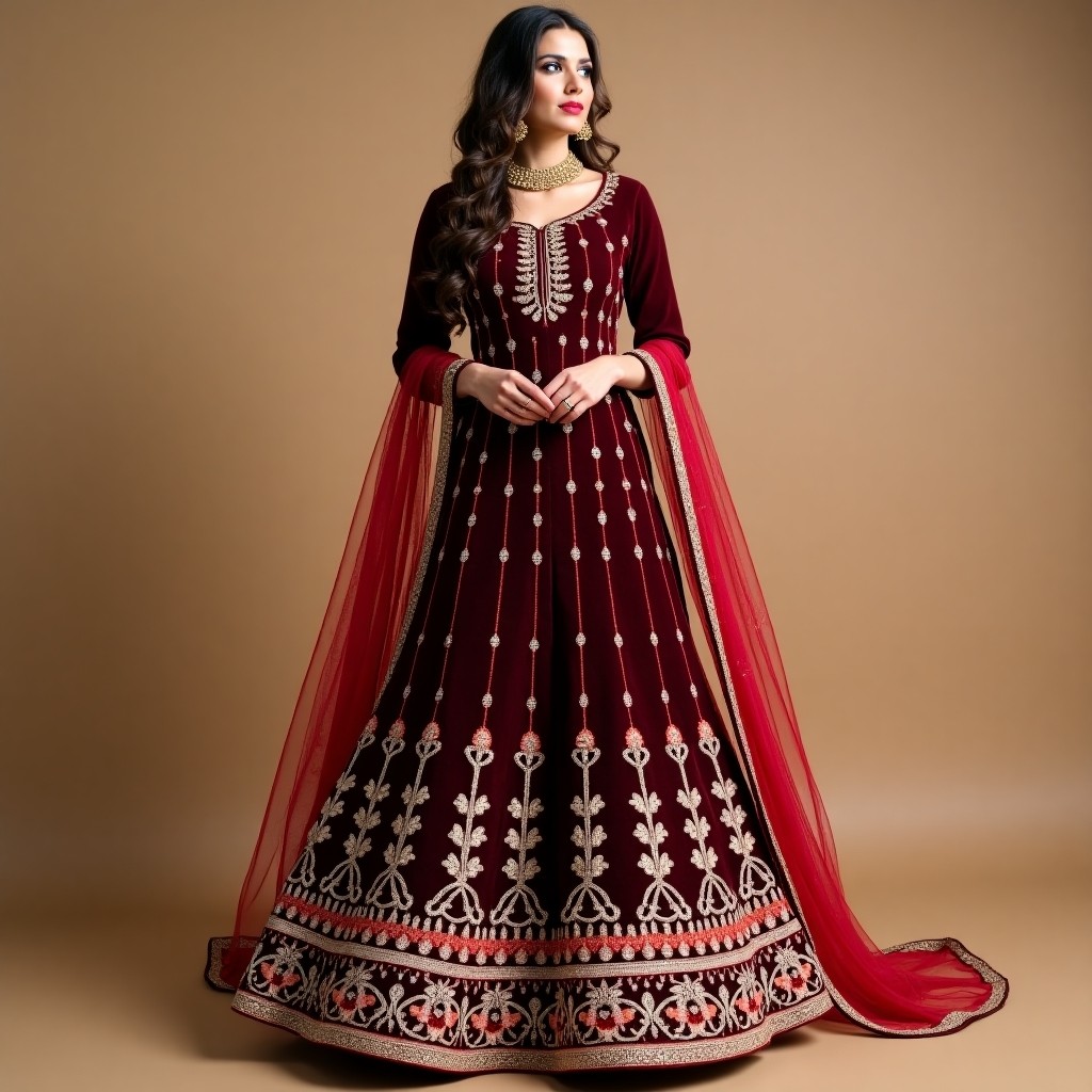 Elegant Floral Bridal Lehenga Model