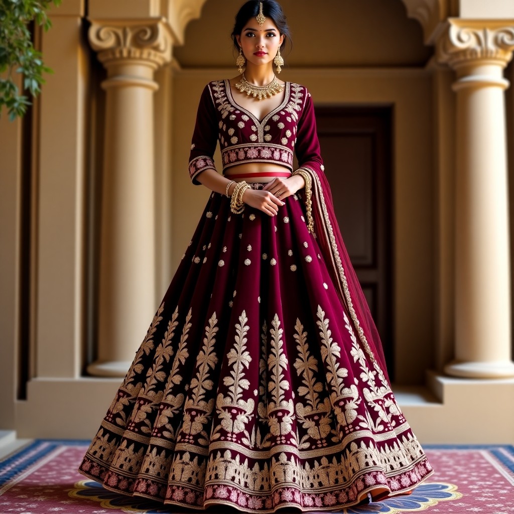 Royal Blossom Embroidered Lehenga