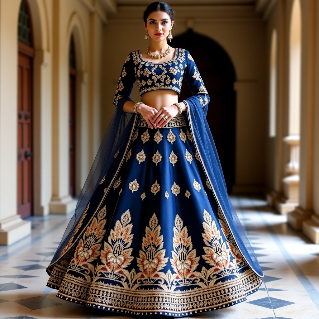 Luxury Golden Blossom Couture Lehenga