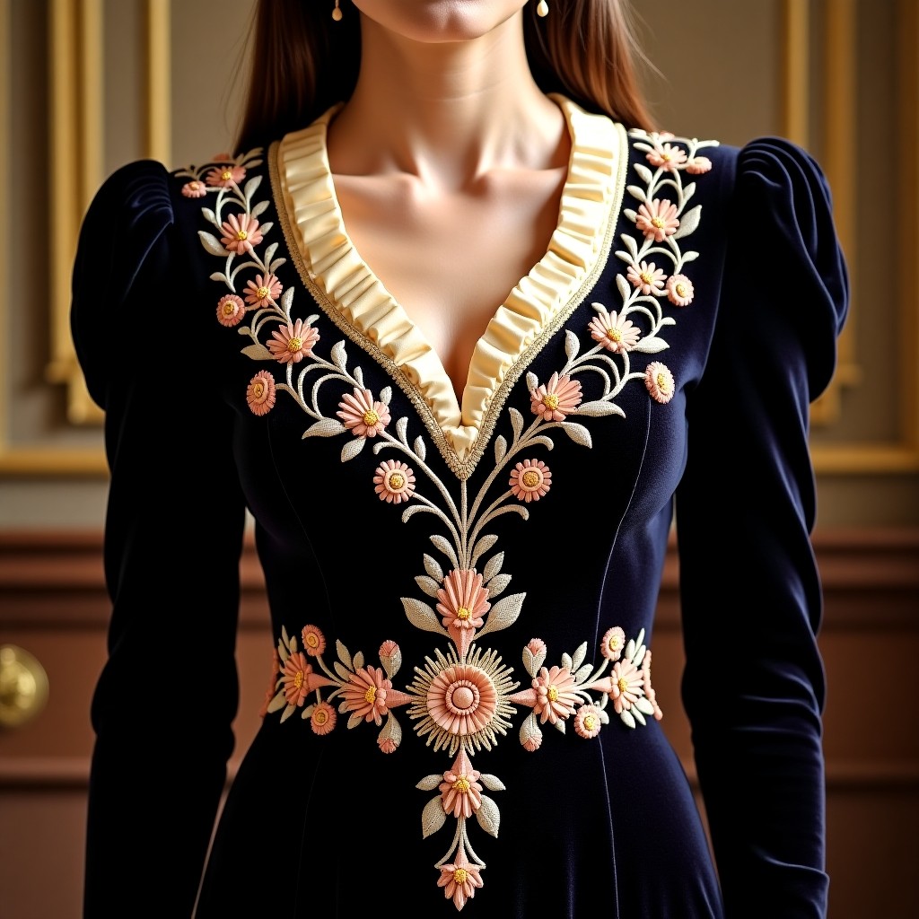 Golden Heritage Embroidered Neck Gown