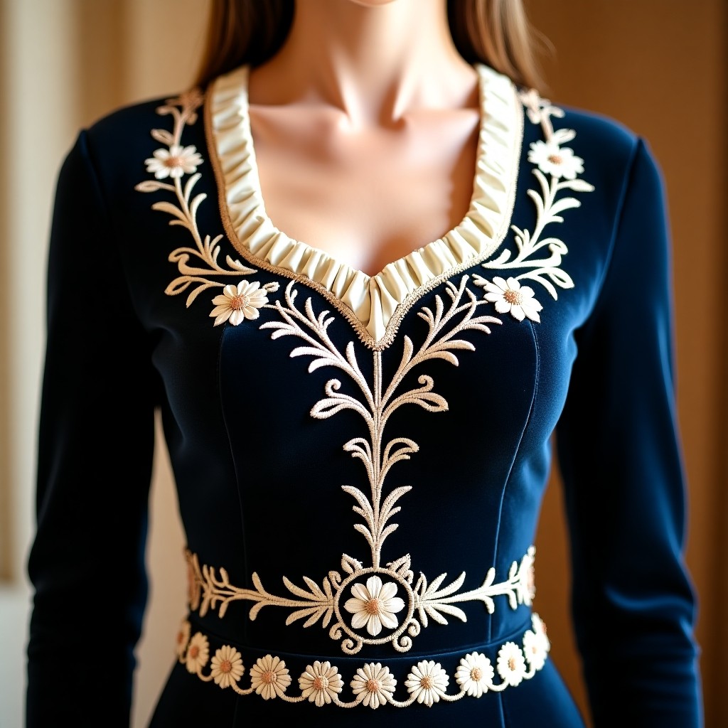Noble Floral Embroidered Evening Dress