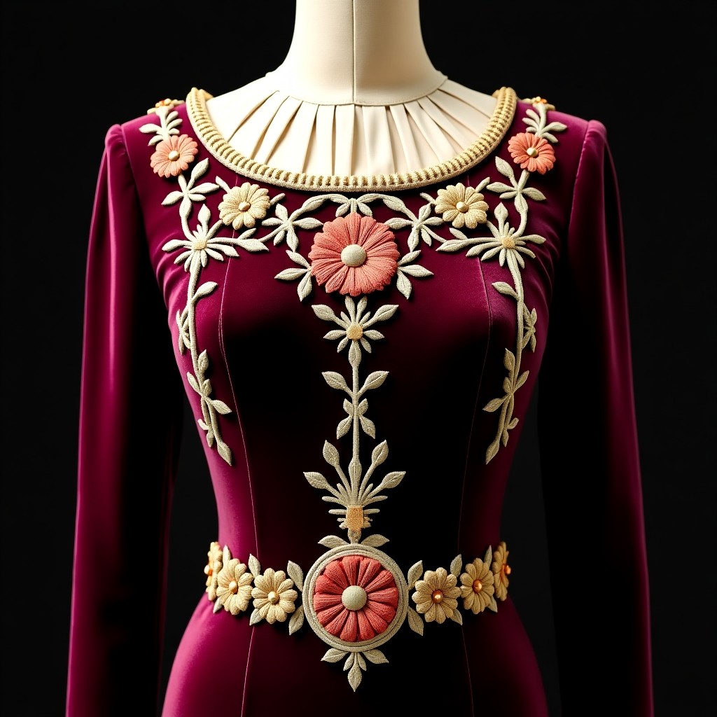 Royal Vine Ornate Neck Gown