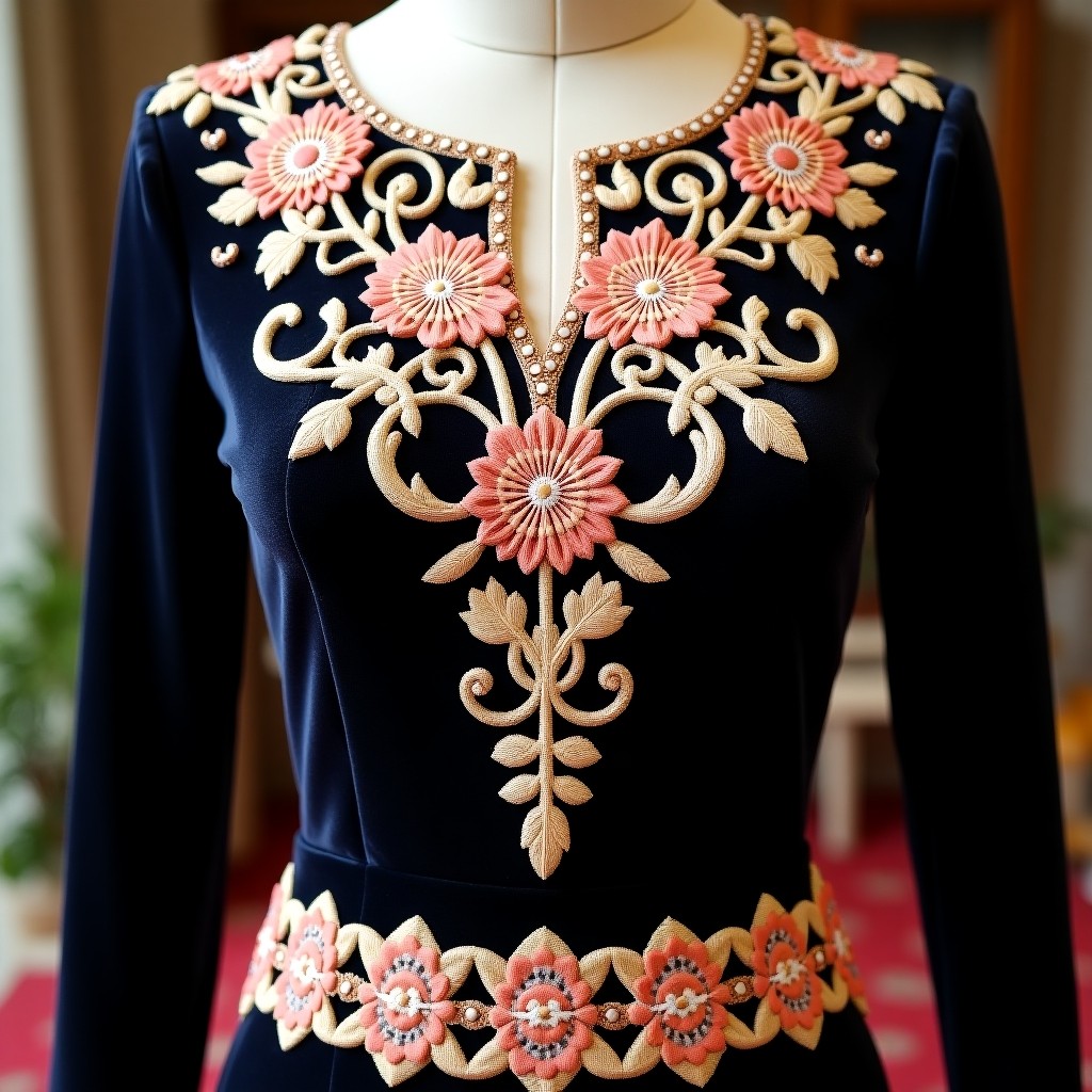 Royal Duchess Blossom Embroidered Dress