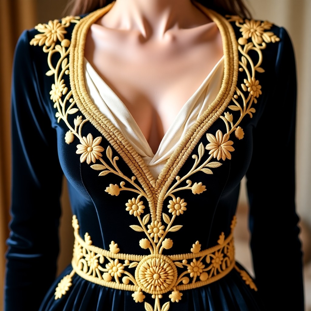 Imperial Heritage Floral Neck Gown