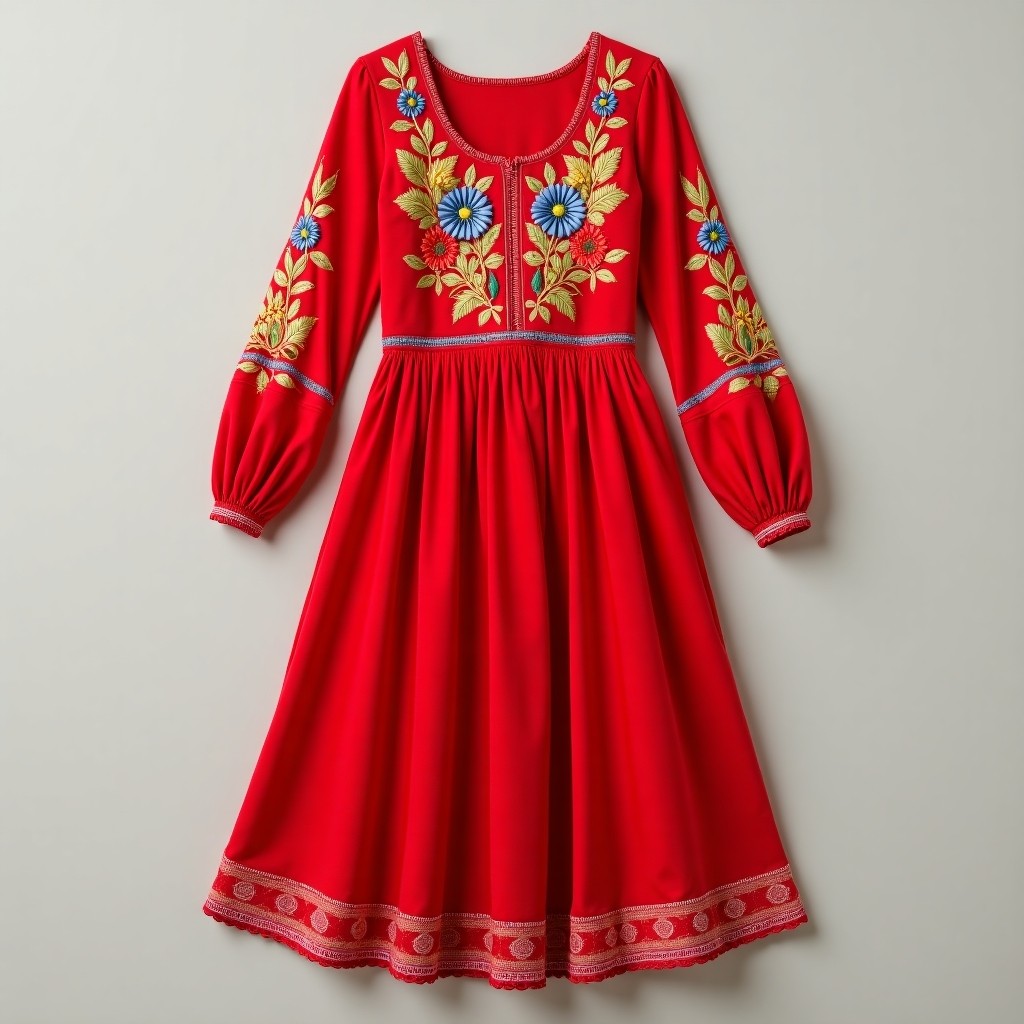 Enchanting Floral Bohemian Embroidery Dress