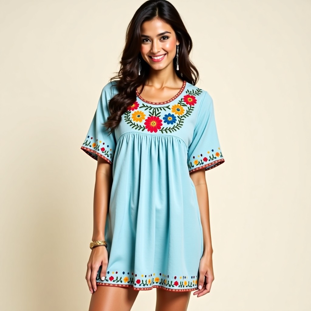 Bohemian Floral Vine Embroidered Dress