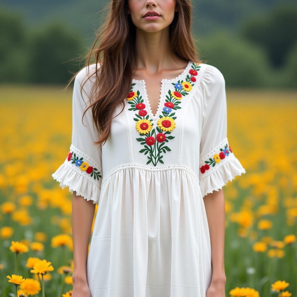 Bohemian Floral Vine Embroidered Dress