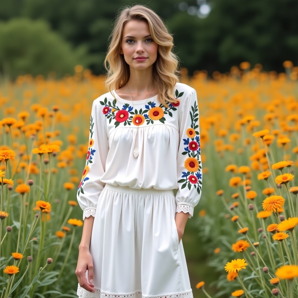 Bohemian Floral Embroidered Resort Dress
