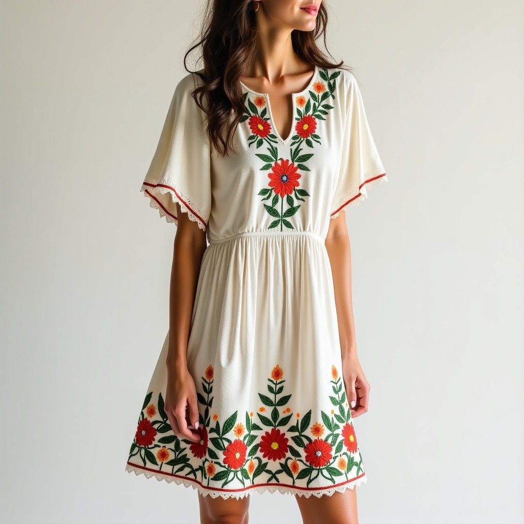 Boho Botanical Embroidered Relaxed Maxi Dress