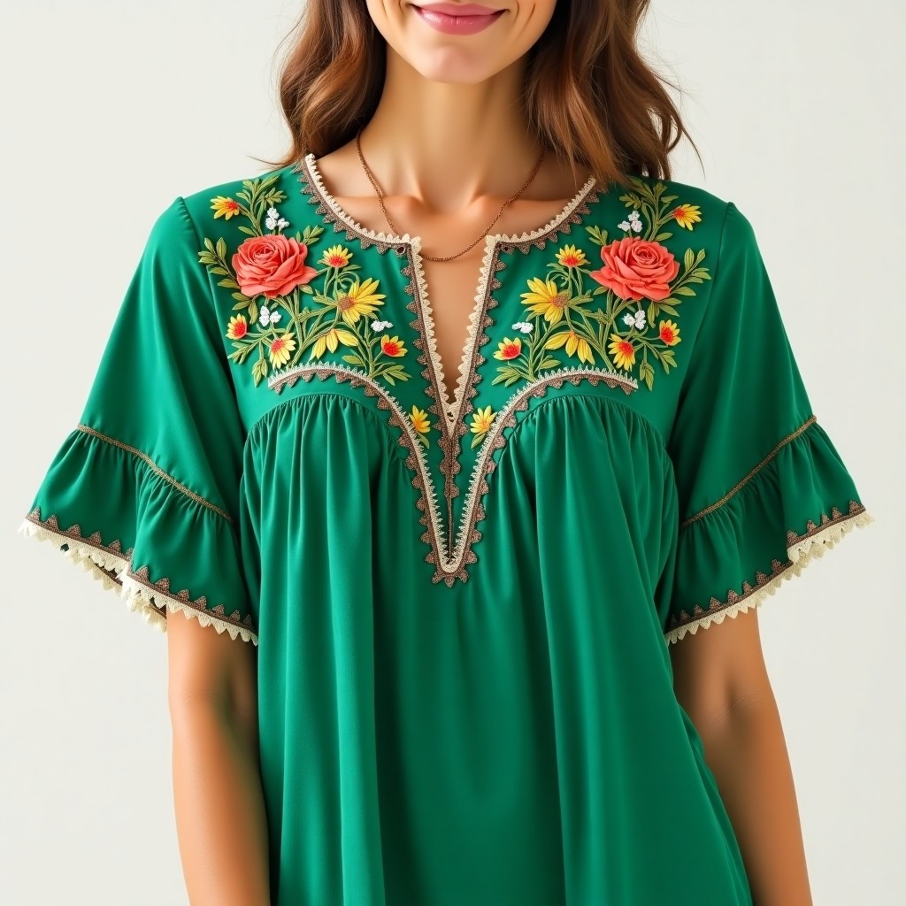 Boho Botanical Garden Embroidered Maxi Dress