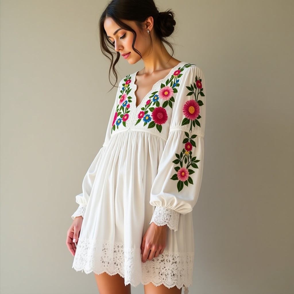Bohemian Wild Garden Embroidered Maxi Dress