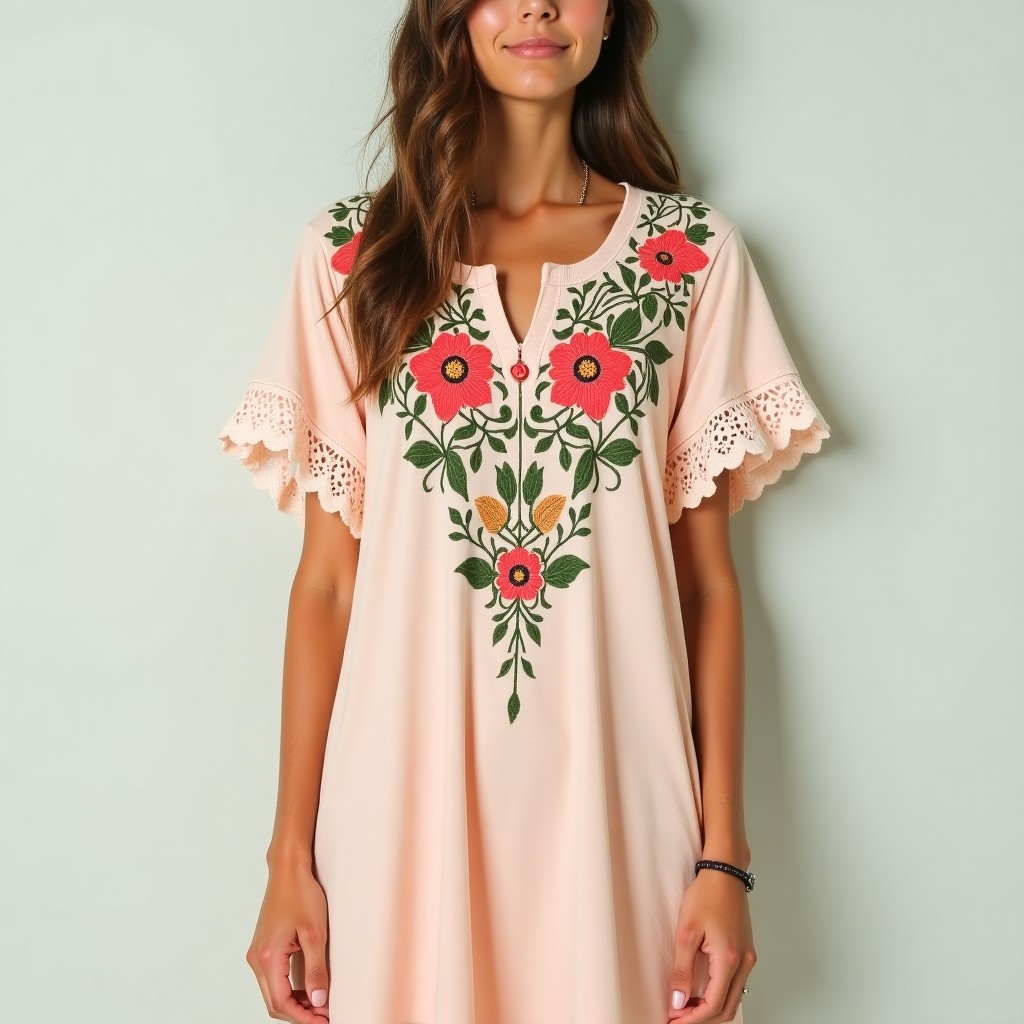 Bohemian Floral Meadow Embroidered Maxi Dress