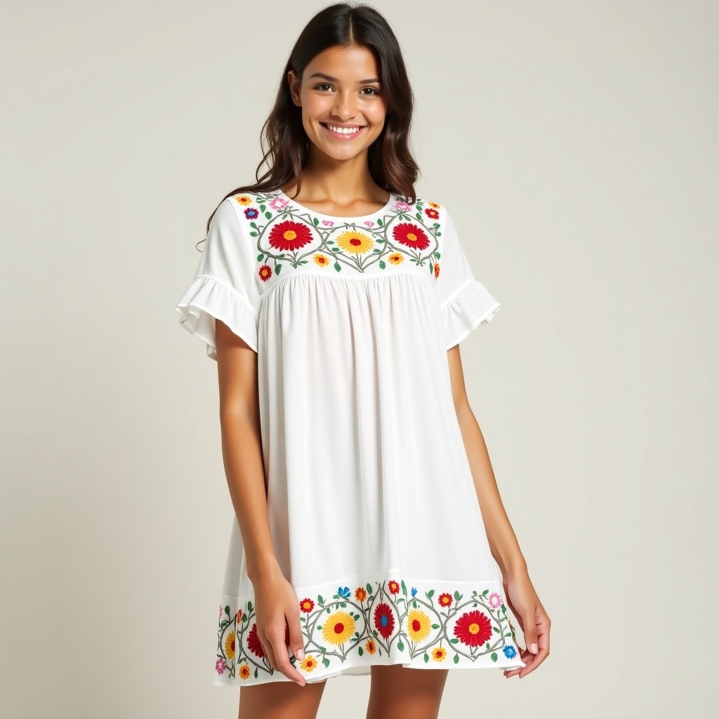 Bohemian Nature Vine Embroidered Maxi Dress