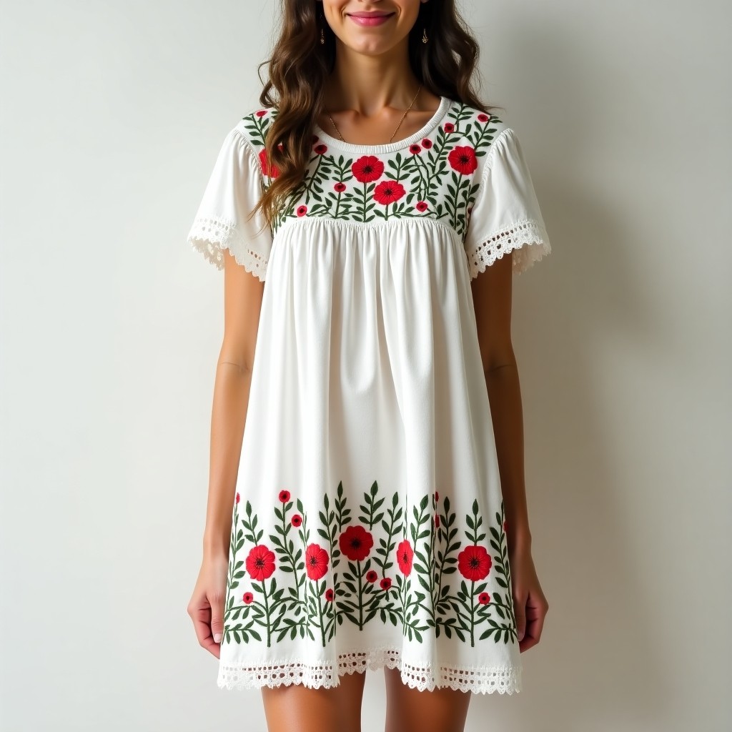Boho Nature Vine Embroidered Maxi Dress