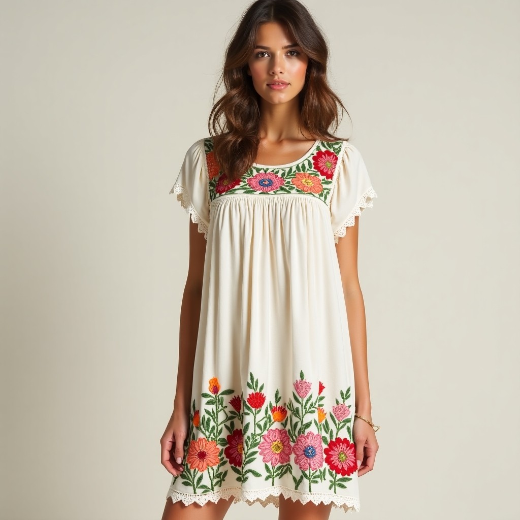 Boho Botanical Branch Flowy Dress