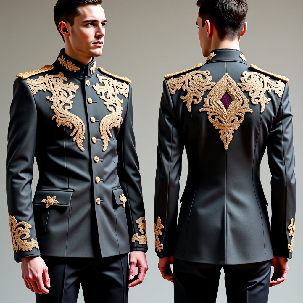Fancy Baroque Embroidered Fashion Jacket Dress