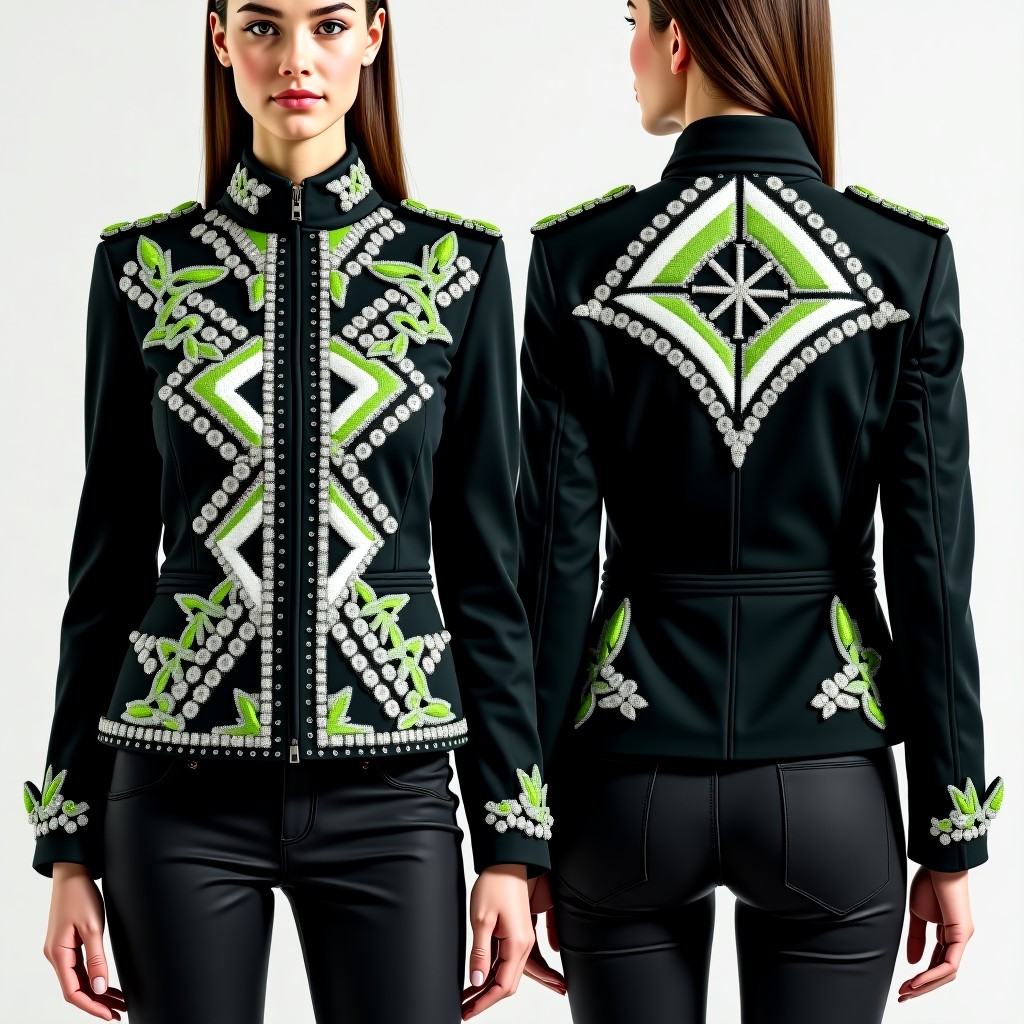 Ornate Vine Embroidered Tailored Jacket Dress