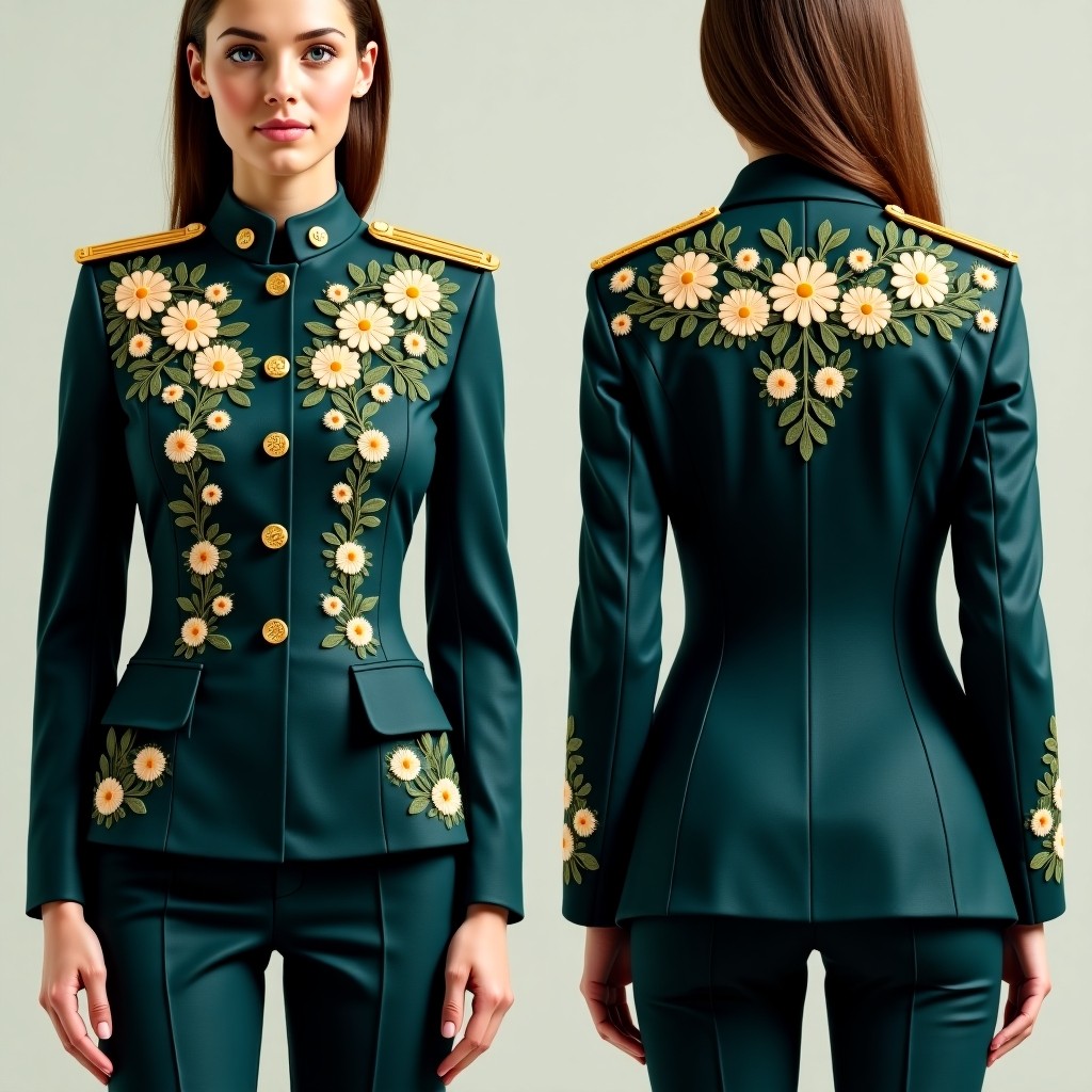 Luxury Arabesque Embroidered Jacket Dress