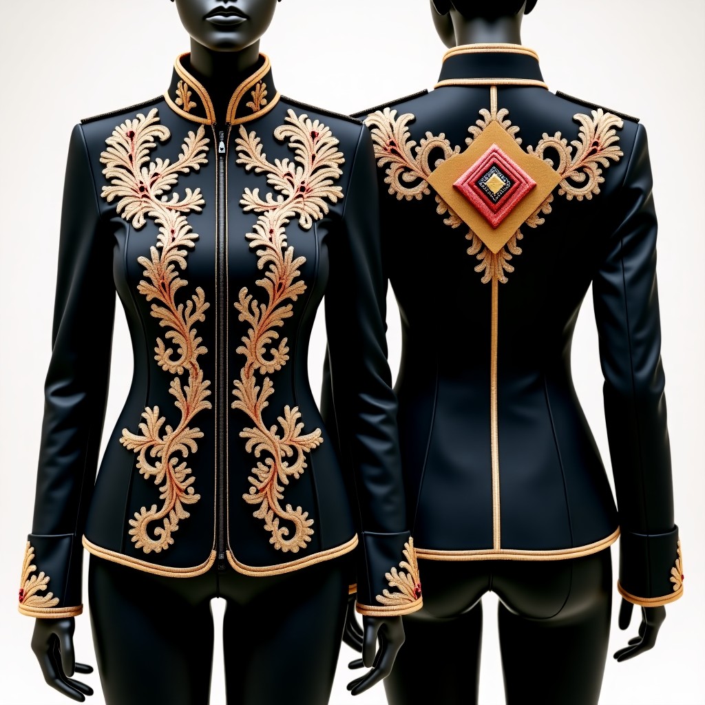 Luxury Symmetrical Scrollwork Jacket Dress