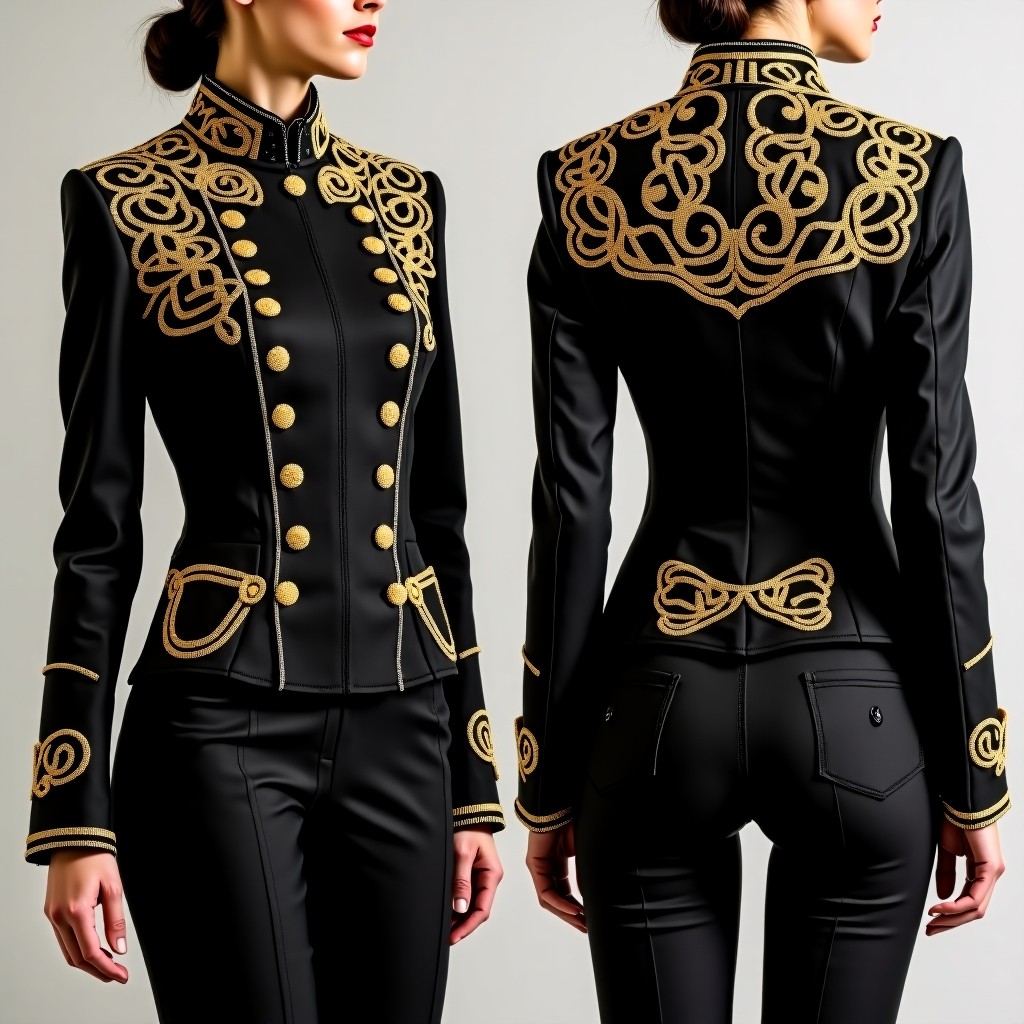 Premium Royal Ornamental Embroidered Jacket Dress