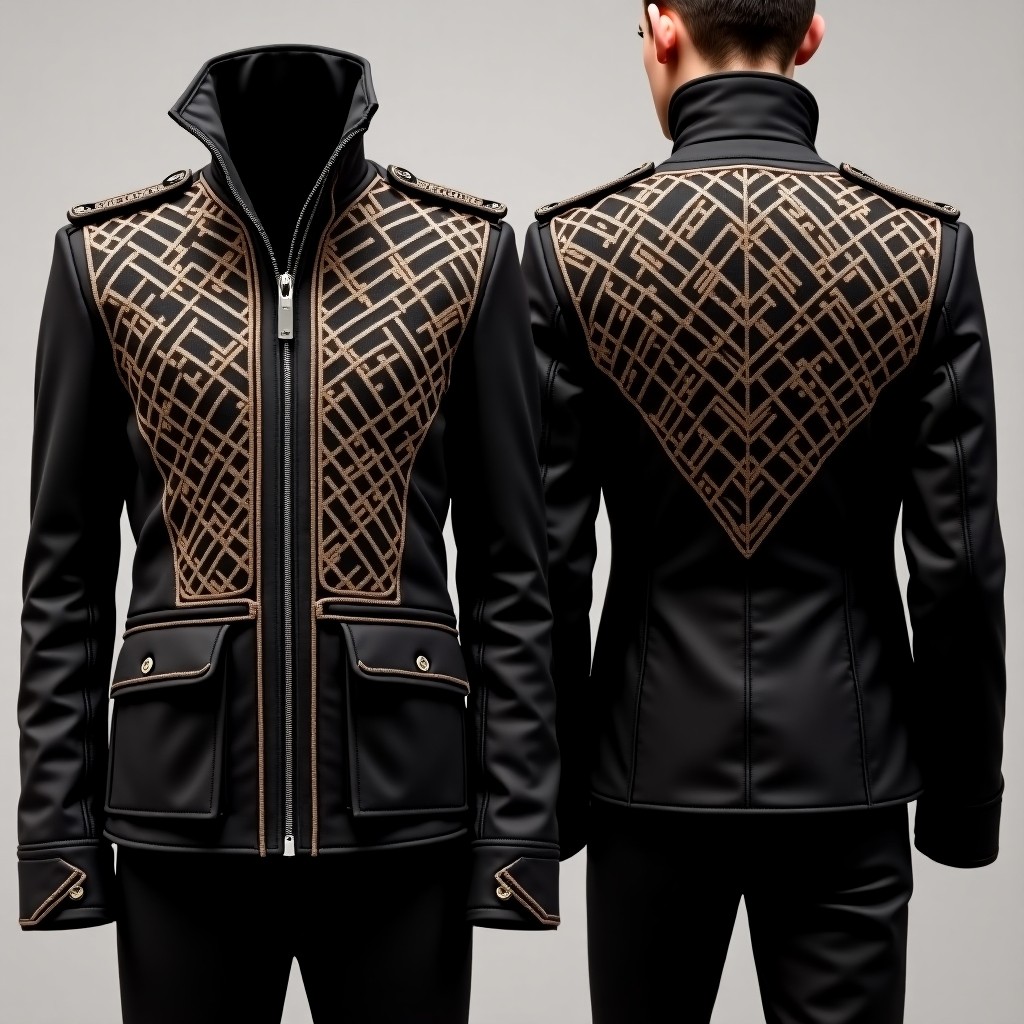 Elegant Curved Floral Embroidered Jacket