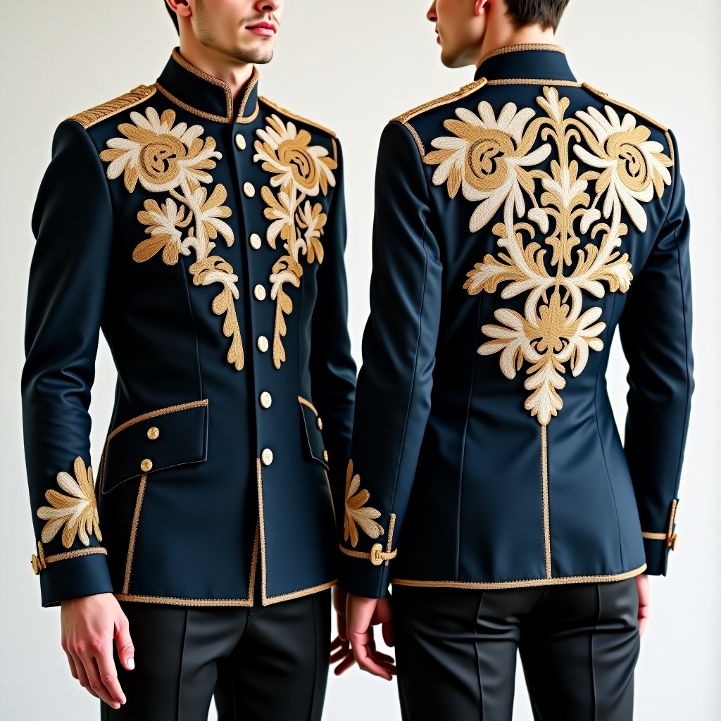 Fancy Floral Medallion Embroidered Jacket Dress
