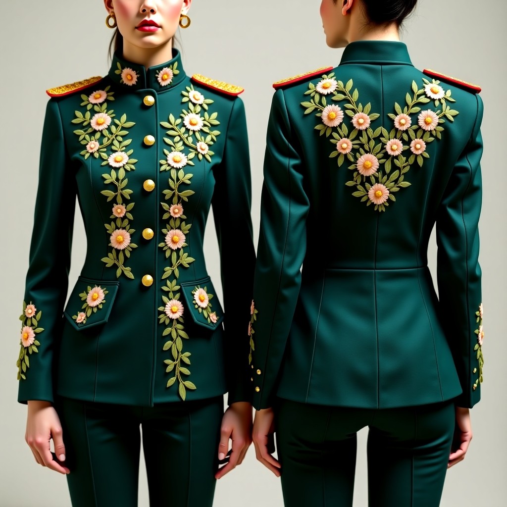 Fancy Ornamental Vine Collar Jacket Dress