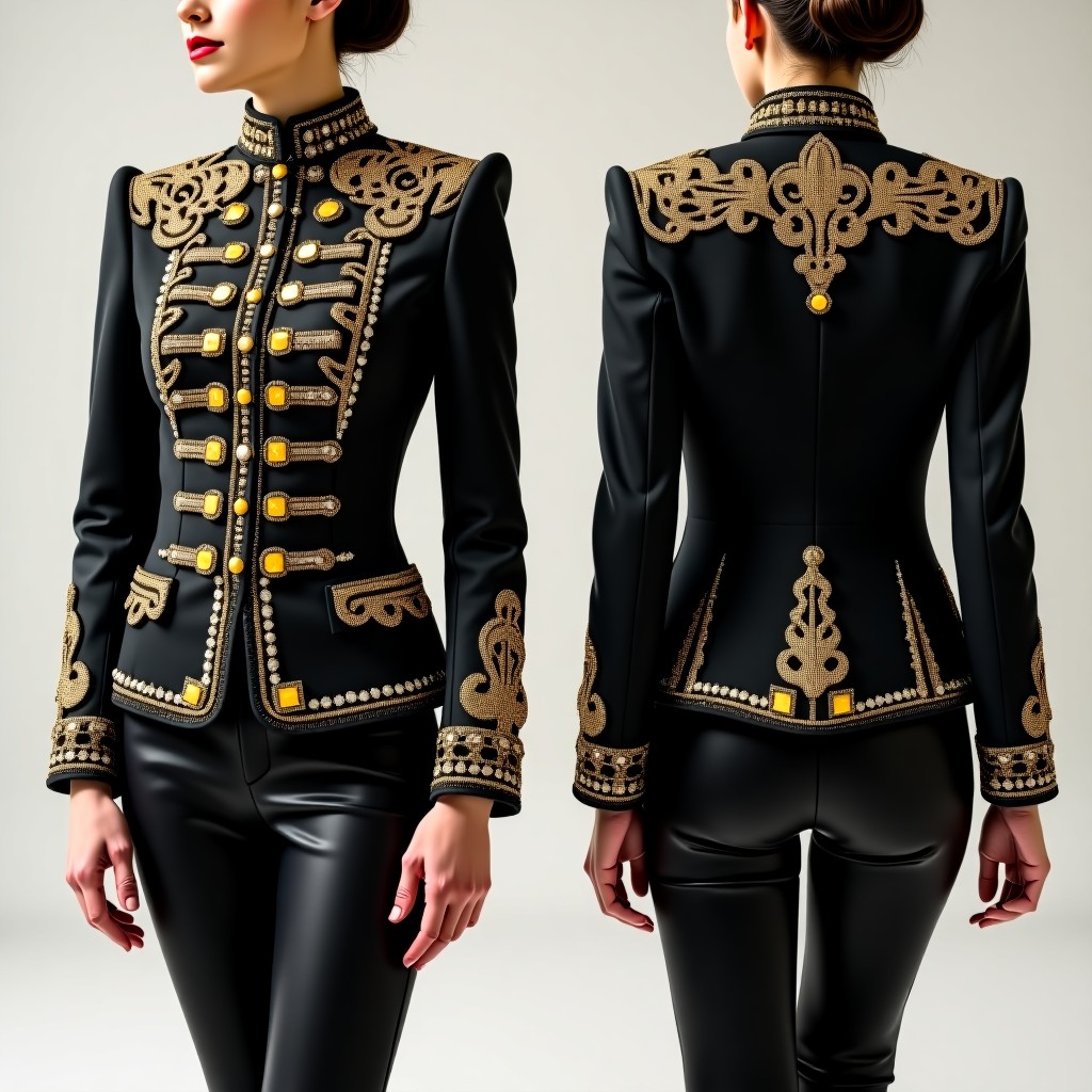 Fancy Floral Applique Style Embroidered Jacket