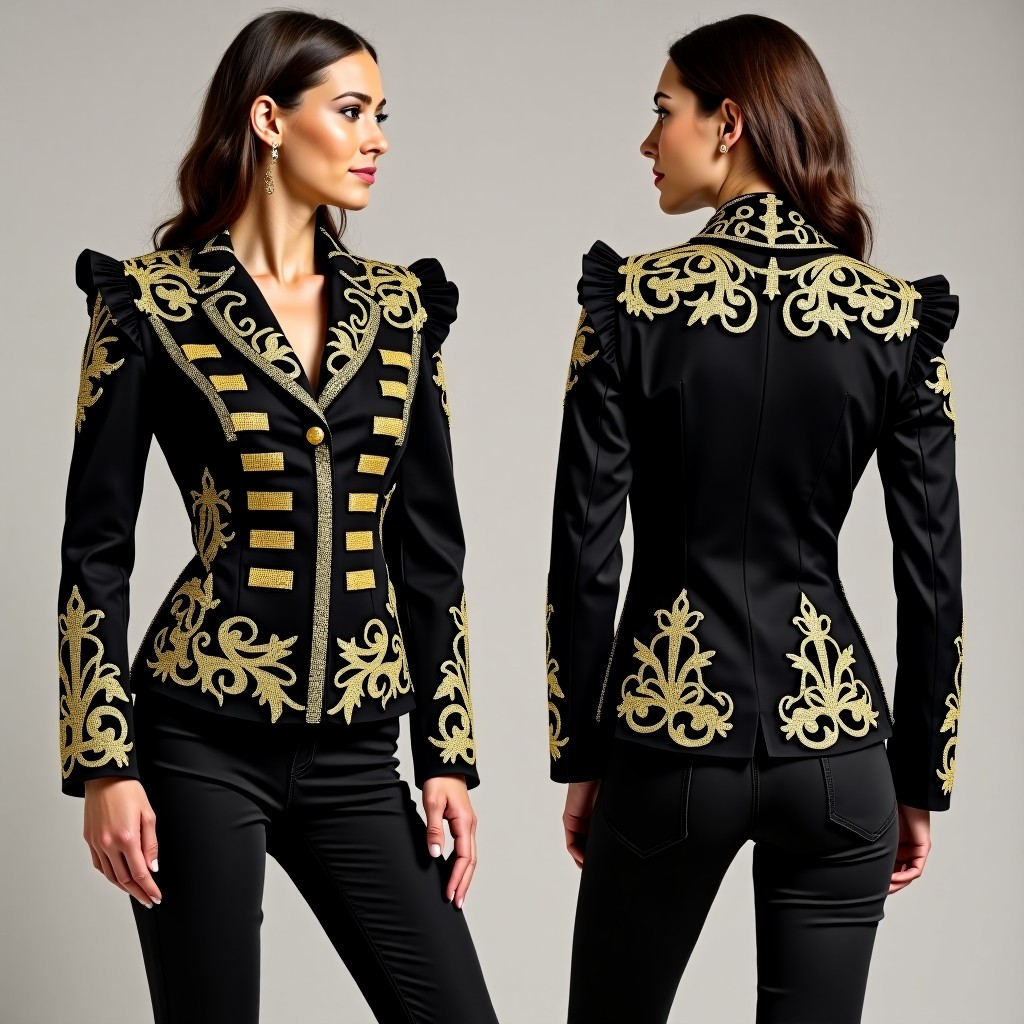 Luxury Baroque Scroll Jacket Dress