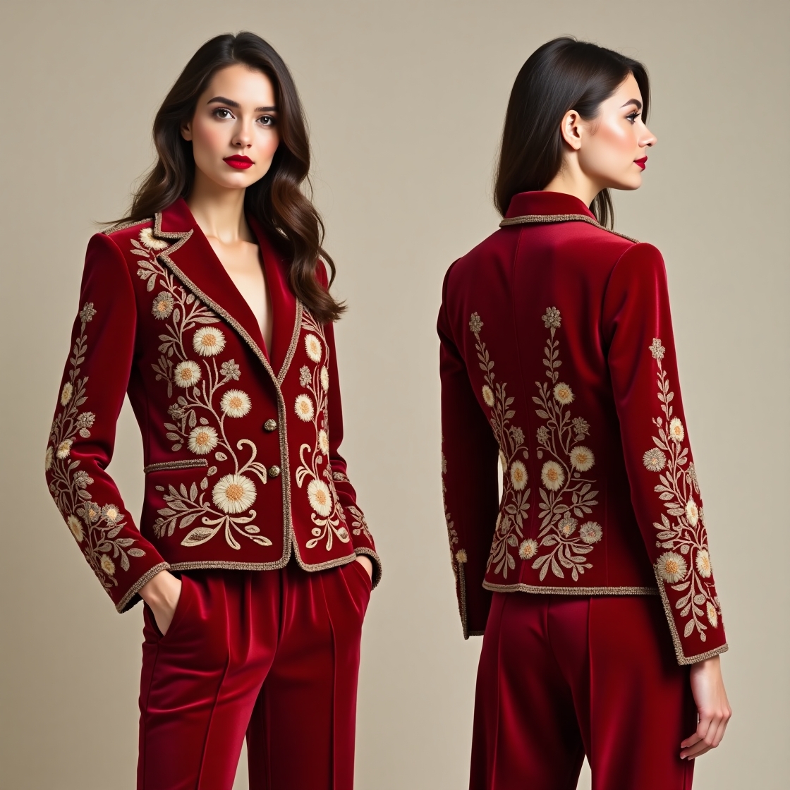 Elegant Back Embroidered Blazer