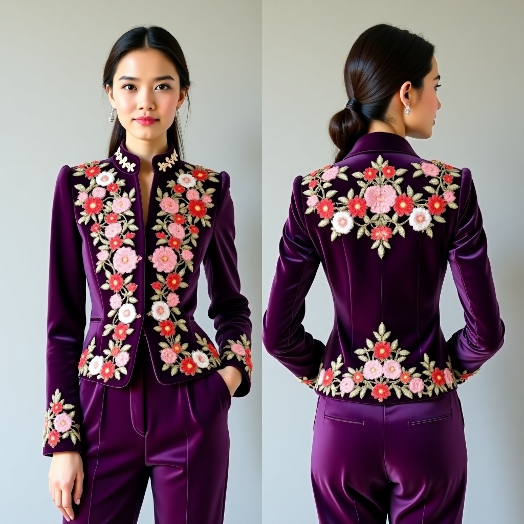 Luxury Embroidered Lapel Blazer