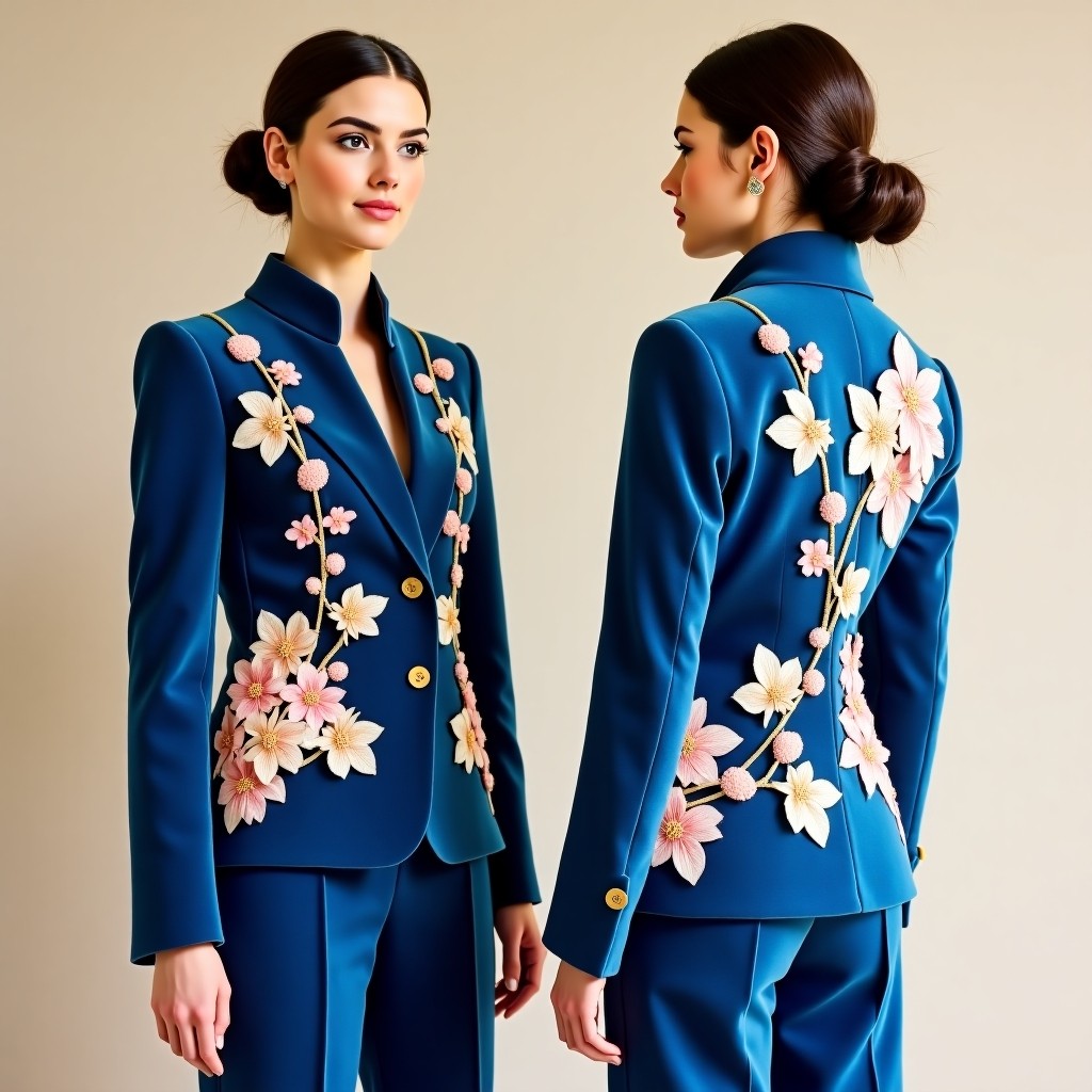 Designer Floral Panel Blazer
