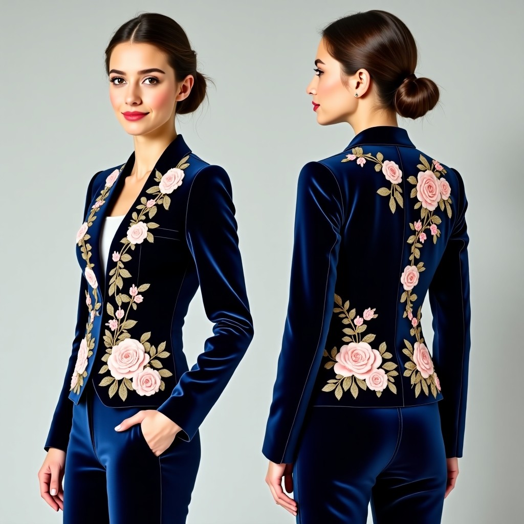 Intricate Vine Embroidery Blazer
