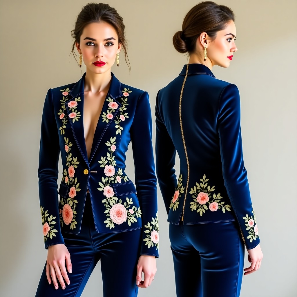 Designer Vine Motif Embroidered Blazer