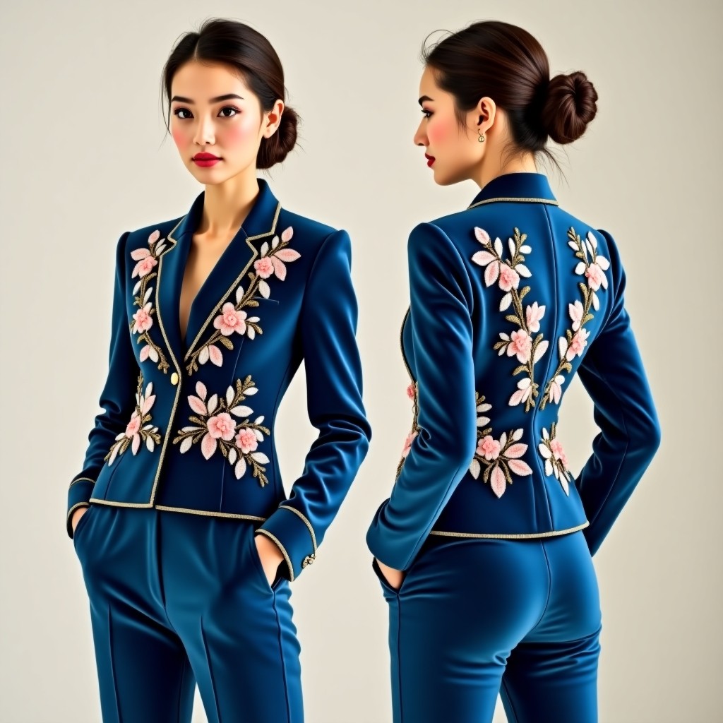 Premium Floral Front Embroidered Blazer