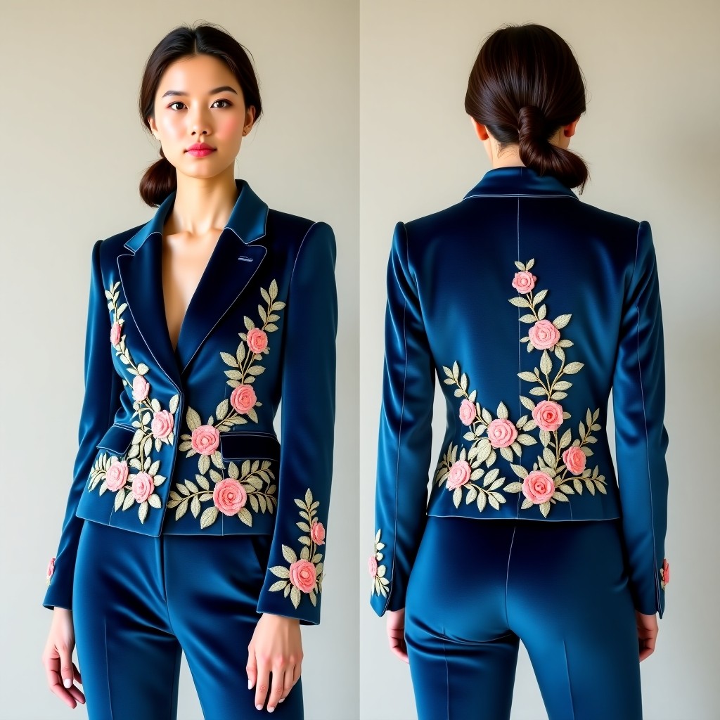 Premium Floral Vine Embroidered Blazer