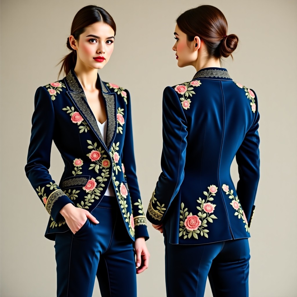 Luxury Floral Scrollwork Blazer