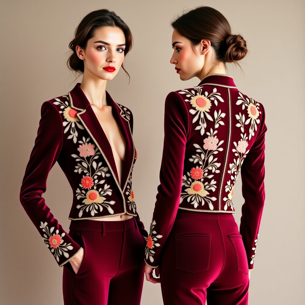 Luxury Floral Foliage Designer Blazer