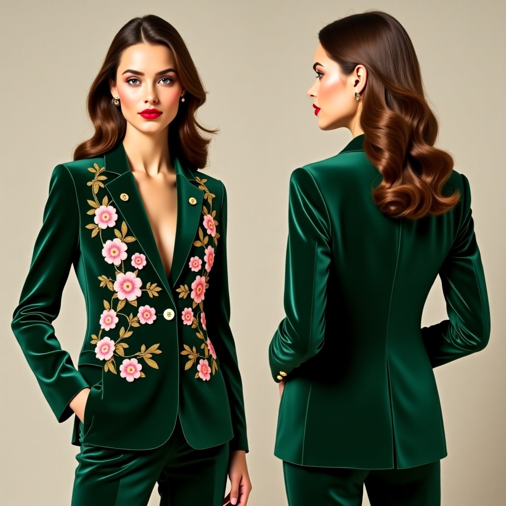 Luxury Embroidered Lapel Blazer