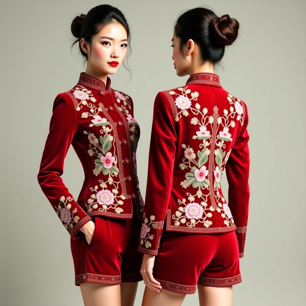 Royal Vine and Floral Embroidered Blazer