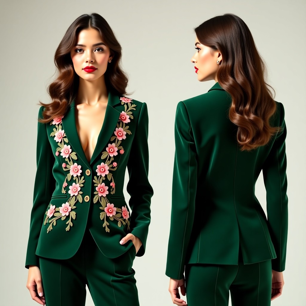 Luxury Floral Vine Embroidered Blazer