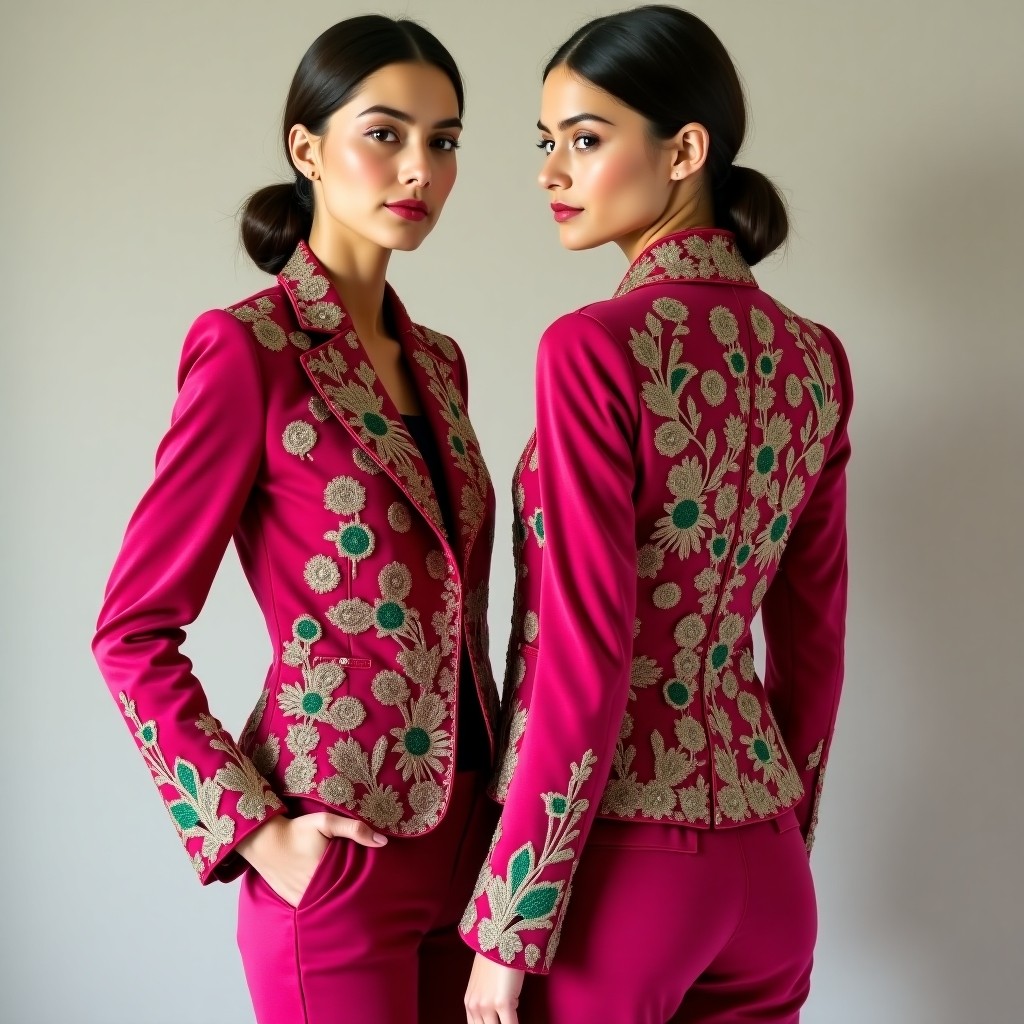 Premium Botanical Vine Embroidered Blazer