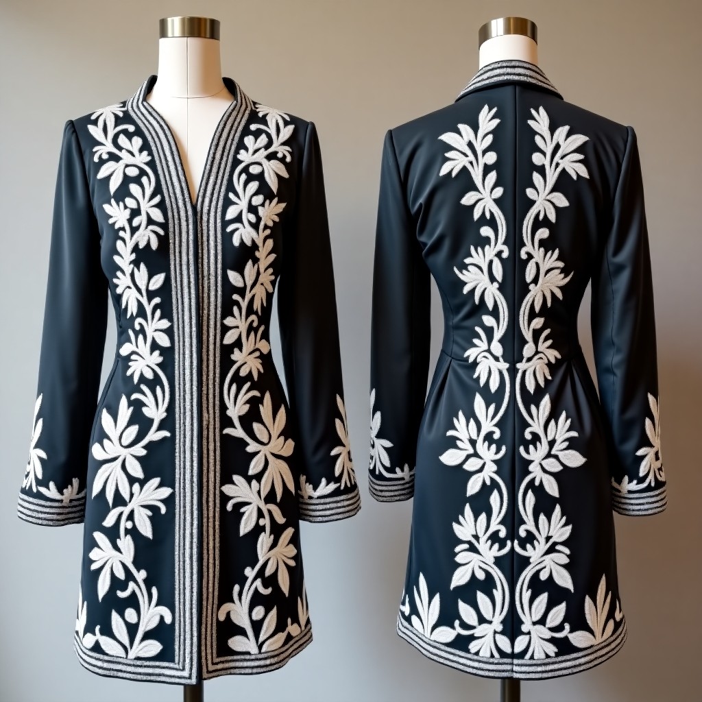 Elegant Raised Embroidery Karakou Jacket