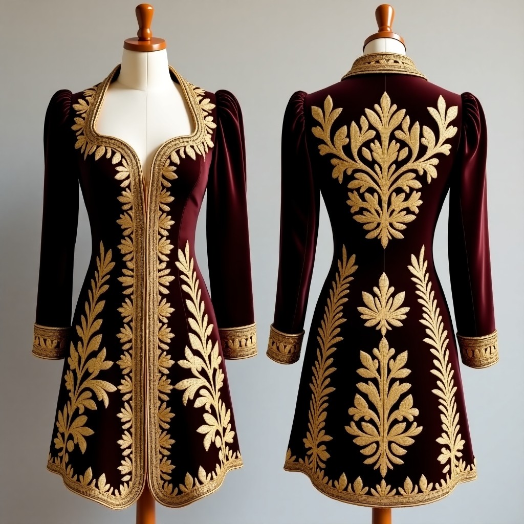 Symmetrical Vine Embroidered Formal Jacket