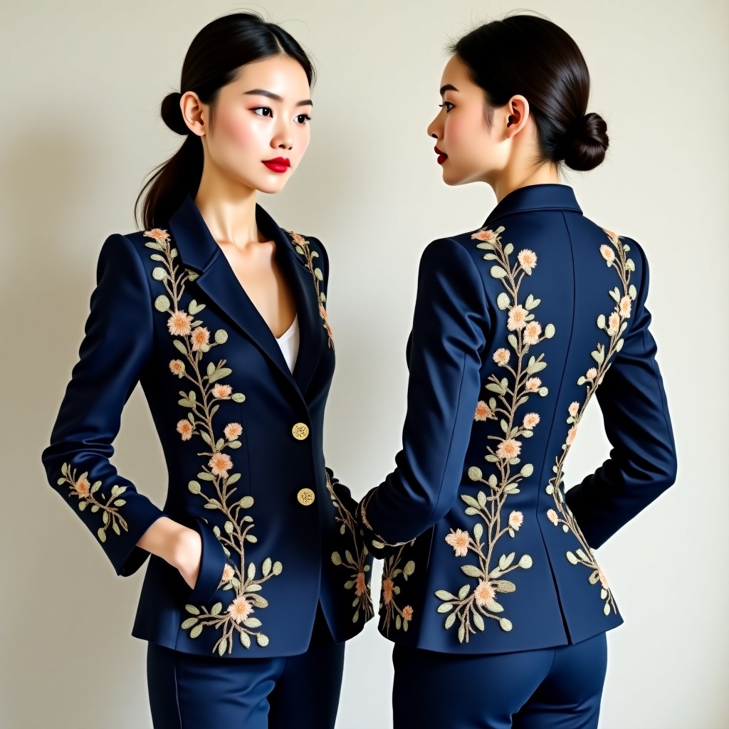 Contemporary Floral Embroidery Jacket