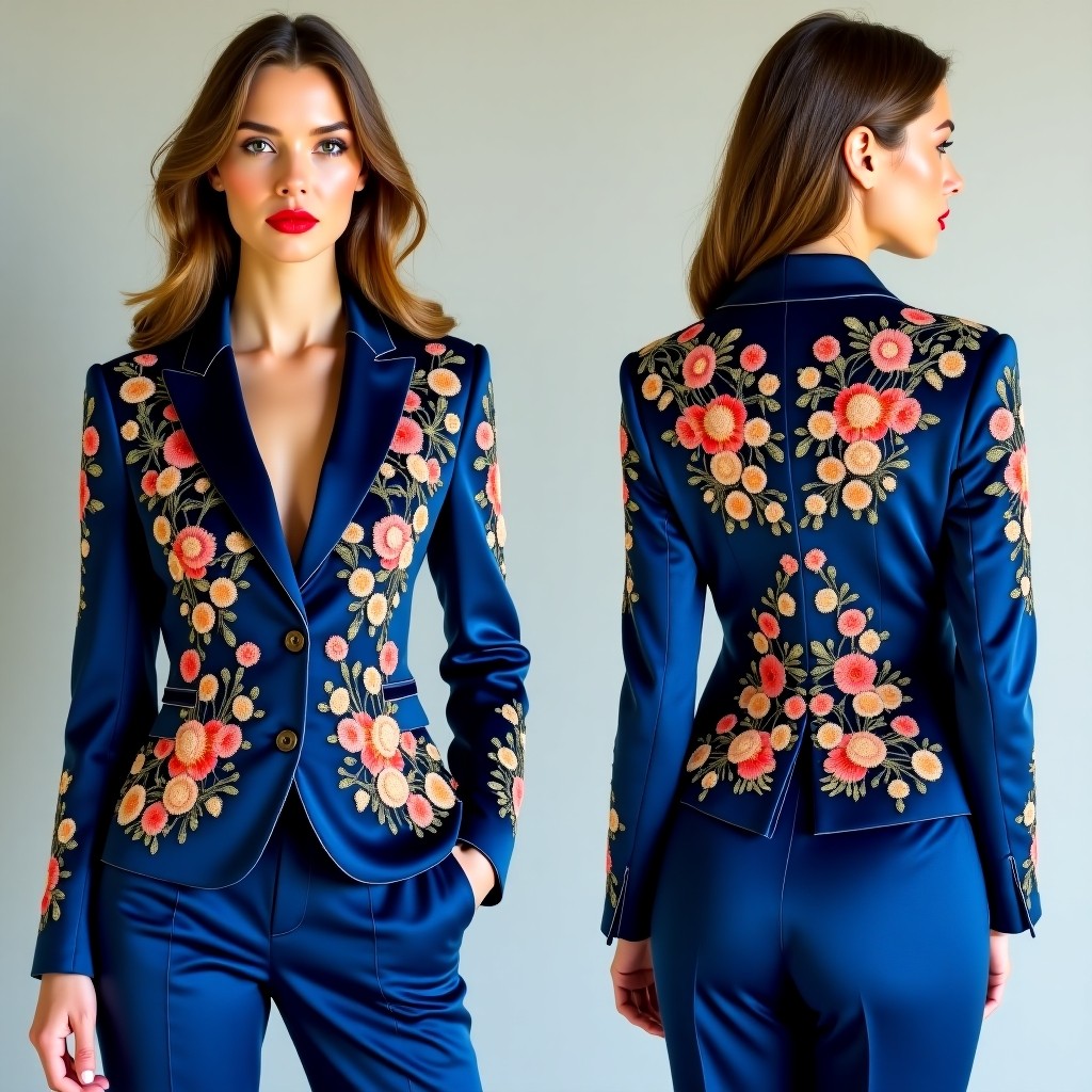 Luxury Floral Lapel Embroidered Jacket