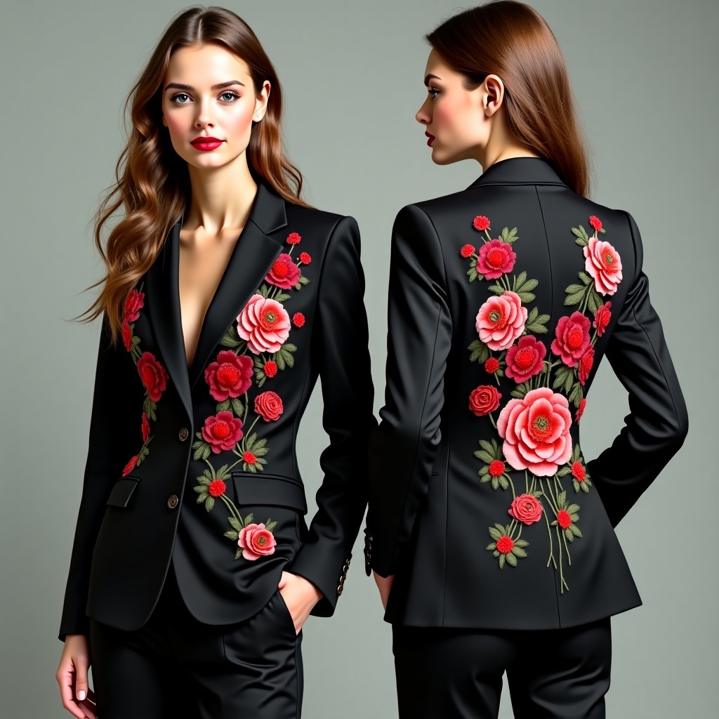 Elegant Floral Button Embroidered Jacket